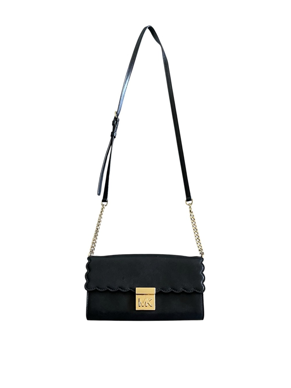 Michael Kors scalloped black and gold clutch wallet crossbody